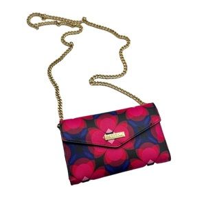 Trina Turk Floral Pattern Pink/Purple Wallet Style Crossbody Bag